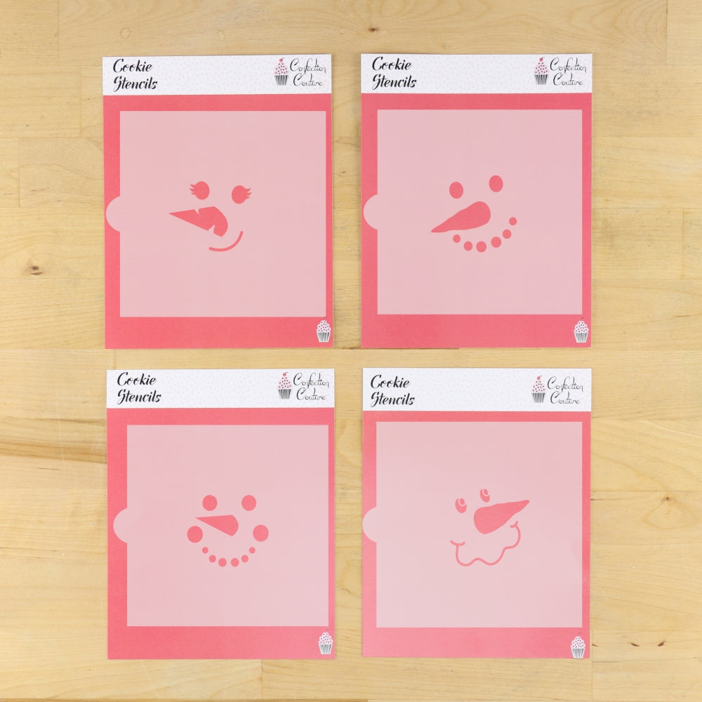 Snowman faces cookie stencil set 3 inch