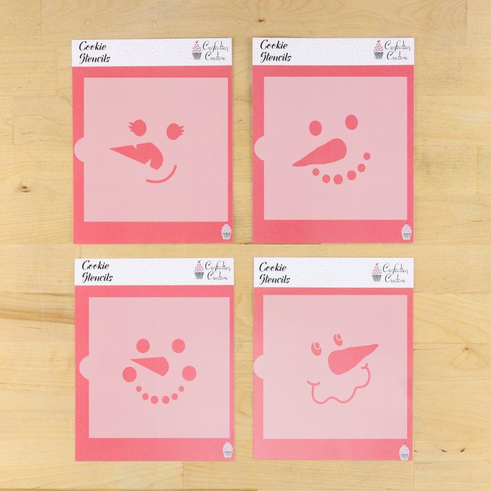 Snowman faces cookie stencil set 4 inch