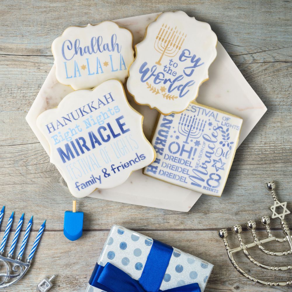 Hanukkah Subway Background Cookie Stencil