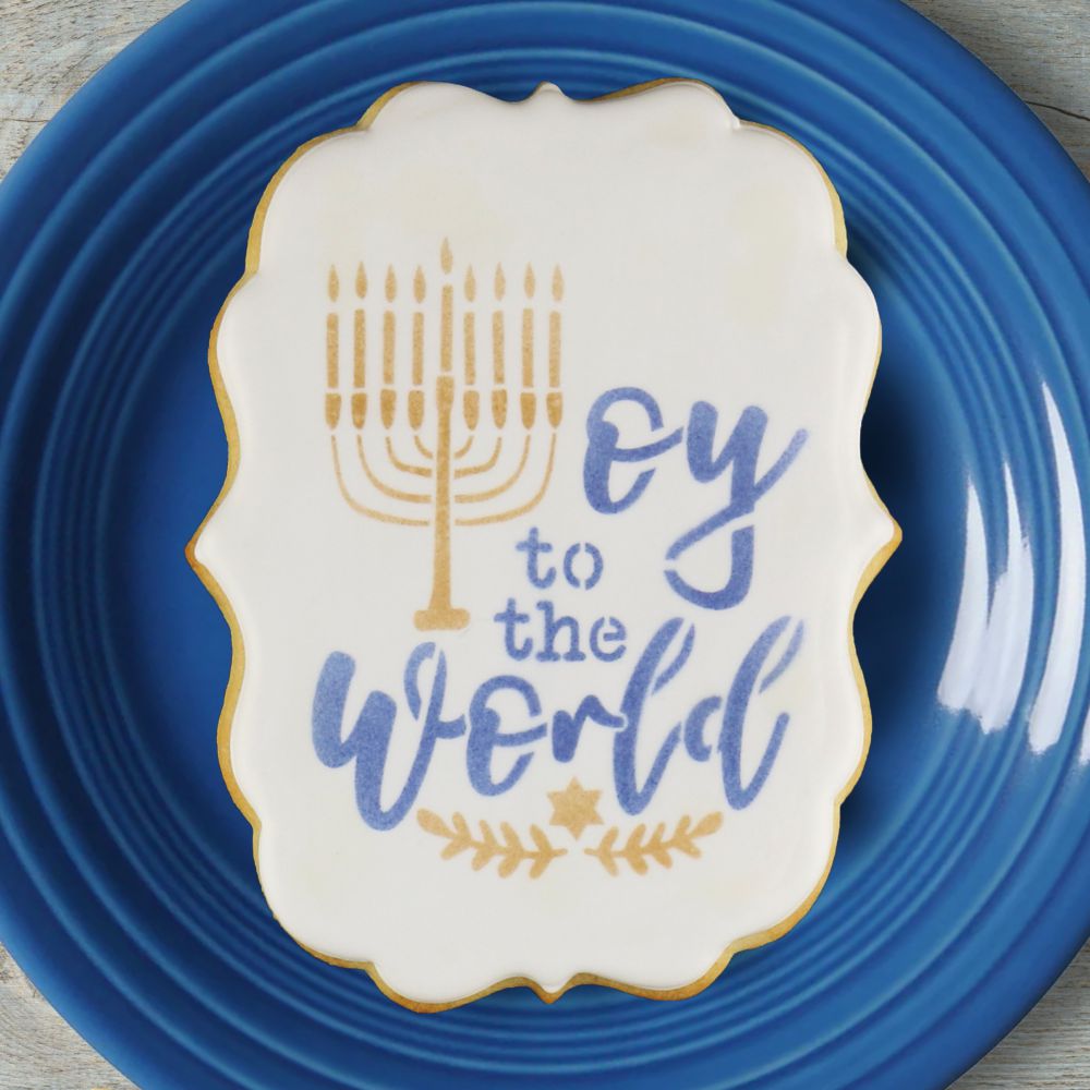 Oy to the World Cookie Stencil