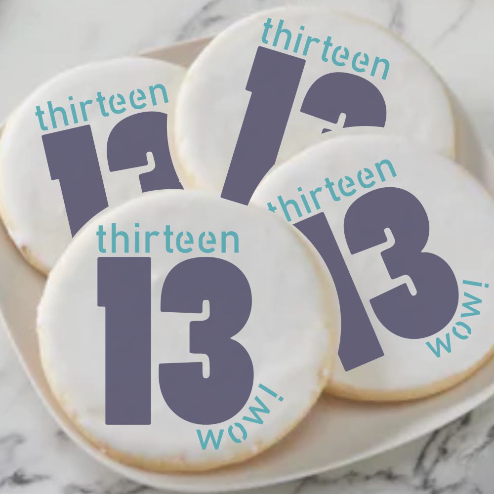 Wow Thirteen Birthday Cookie Stencil
