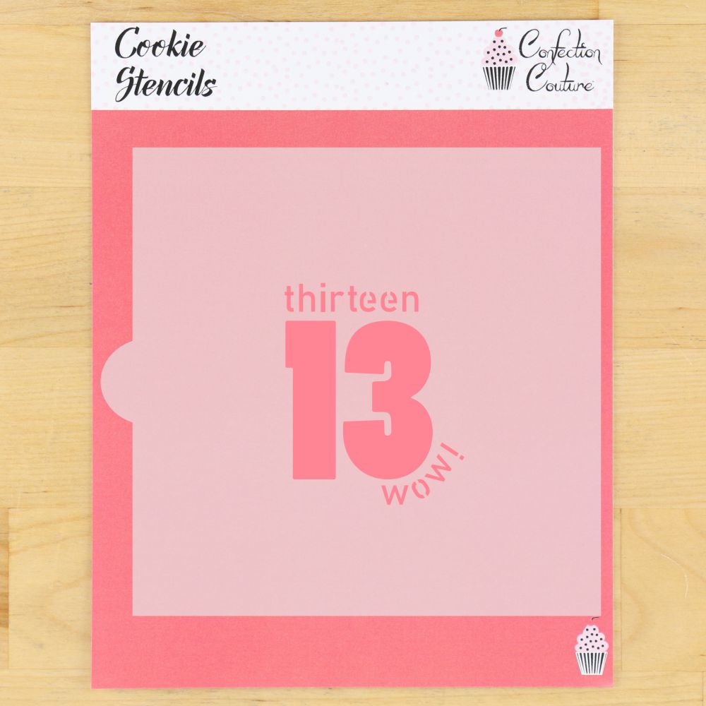 Wow Thirteen Birthday Cookie Stencil