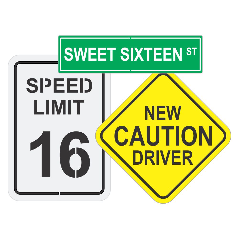 Caution New Driver Sixteenth Birthday Cookie Stencil Set