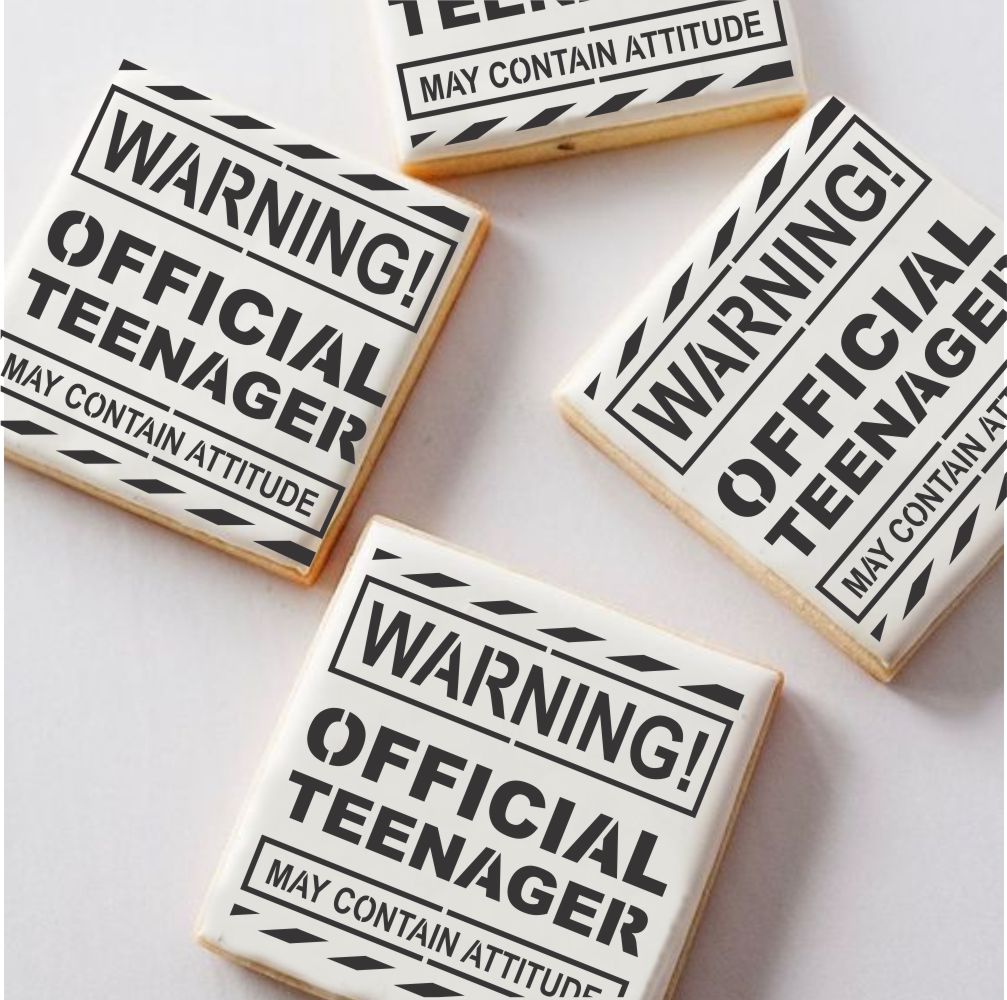 WARNING Official Teenager Birthday Cookie Stencil