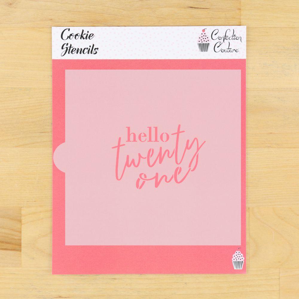 Hello Twenty One Birthday Cookie Stencil