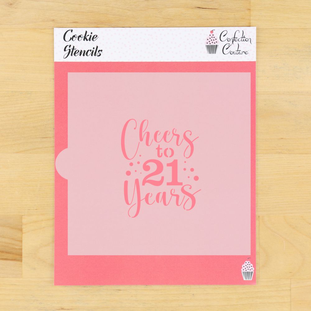 Cheers to Twenty One Years Birthday Cookie Stencil