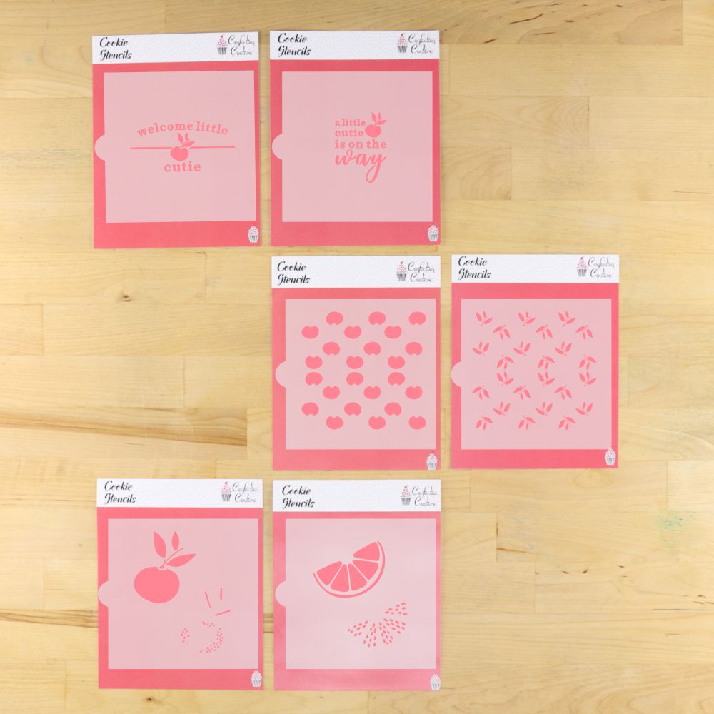 Little Cutie Themed Baby Shower Cookie Stencil Set