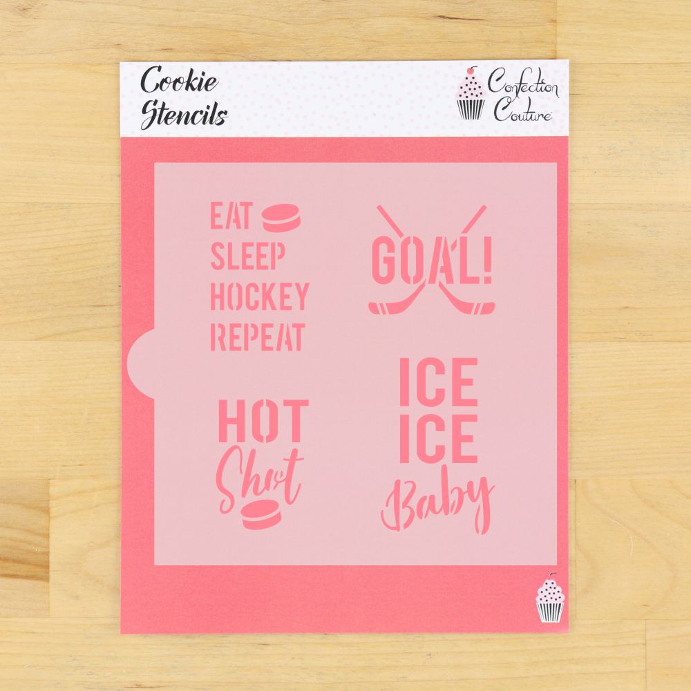 Ice Hockey Message Cookie Stencil