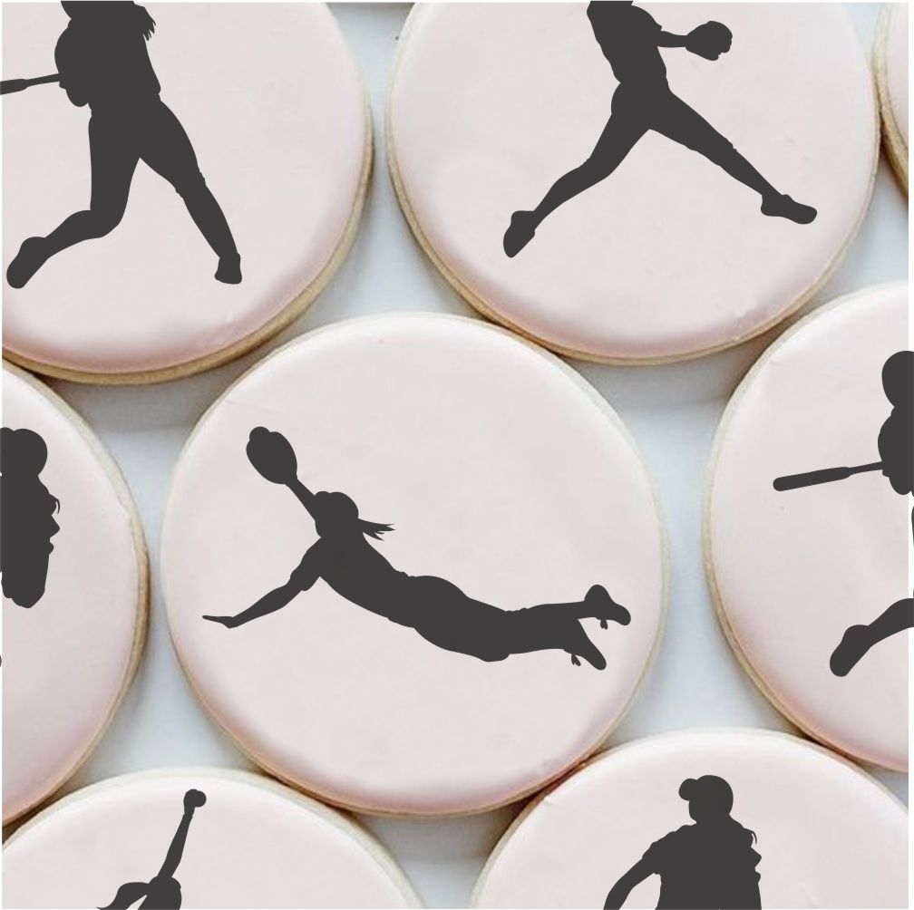Softball Players Cookie Stencil