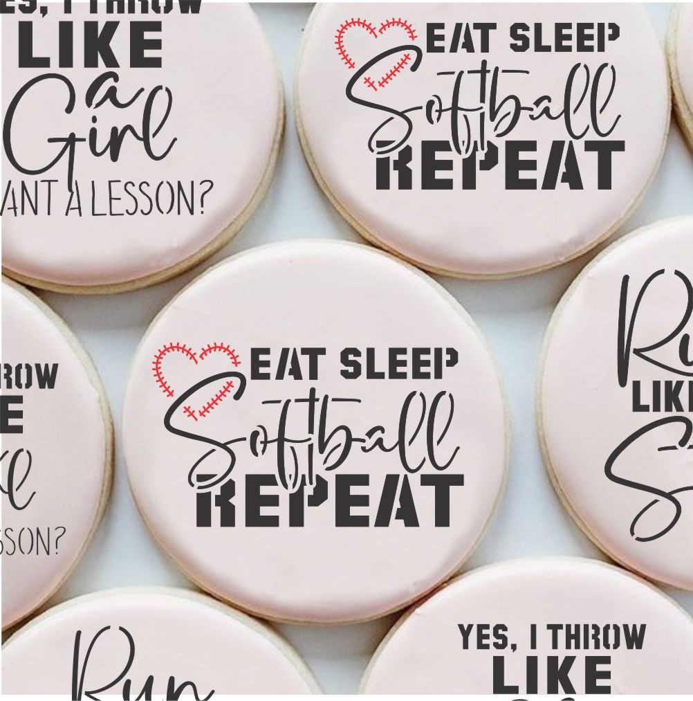 Softball Messages Cookie Stencil