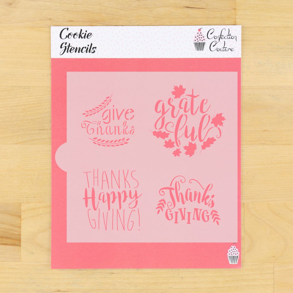 Give Thanks Words Cookie Stencil