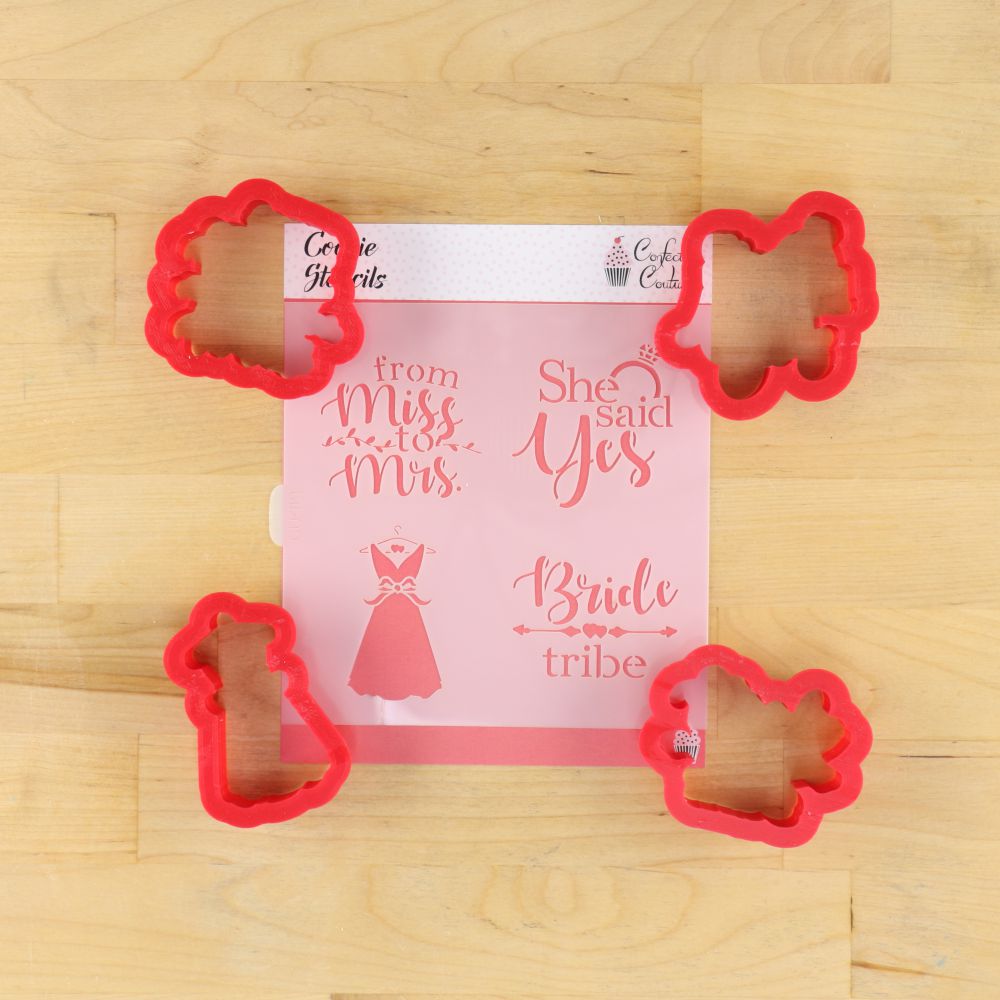 Stencil w/ ACK0070 4 Piece Companion Cookie Cutter Set