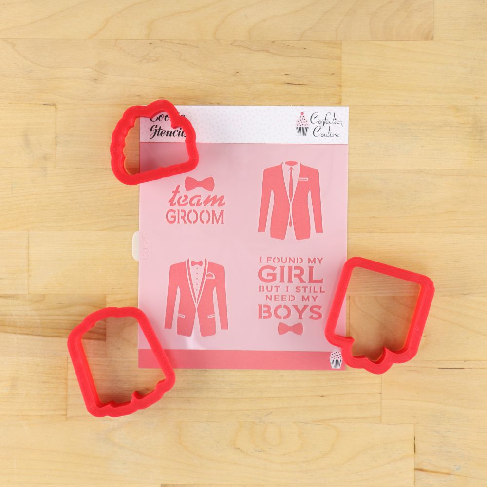 Team Groom Cookie Stencils with Matching Cookie Cutters