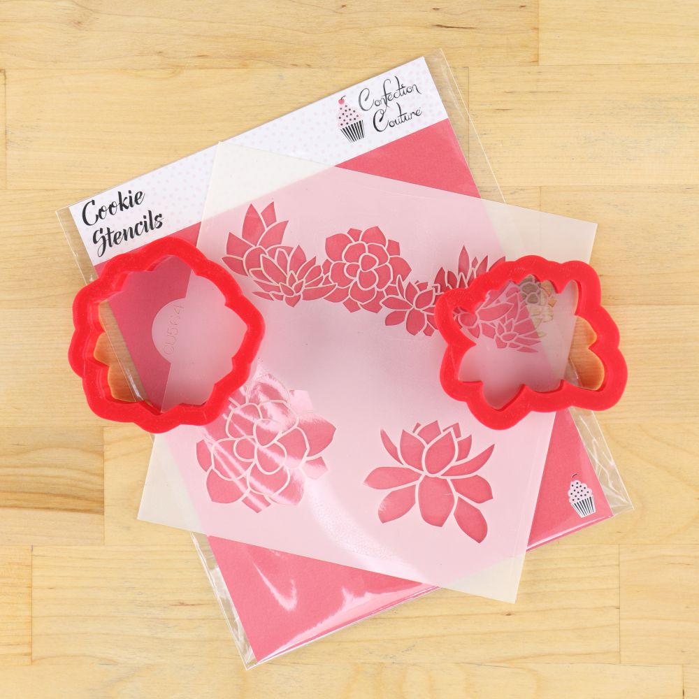 Succulents Cookie Stencil With Cookie Cutters