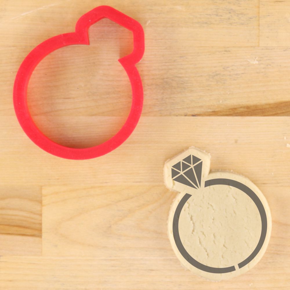 Wedding Ring Cookie Cutter with matching cookie stencil