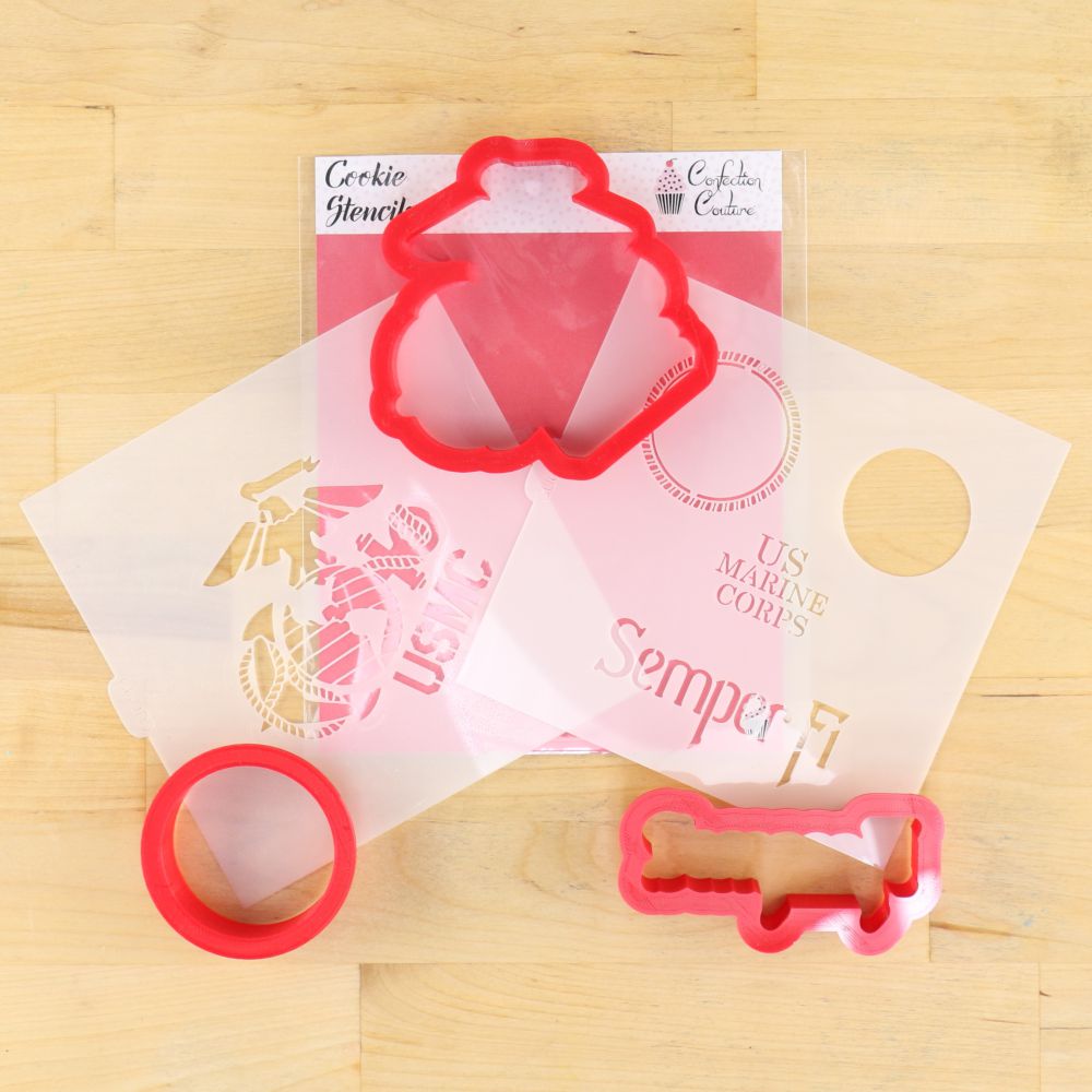 Semper Fi Cookie Stencil Set With Cookie Cutters