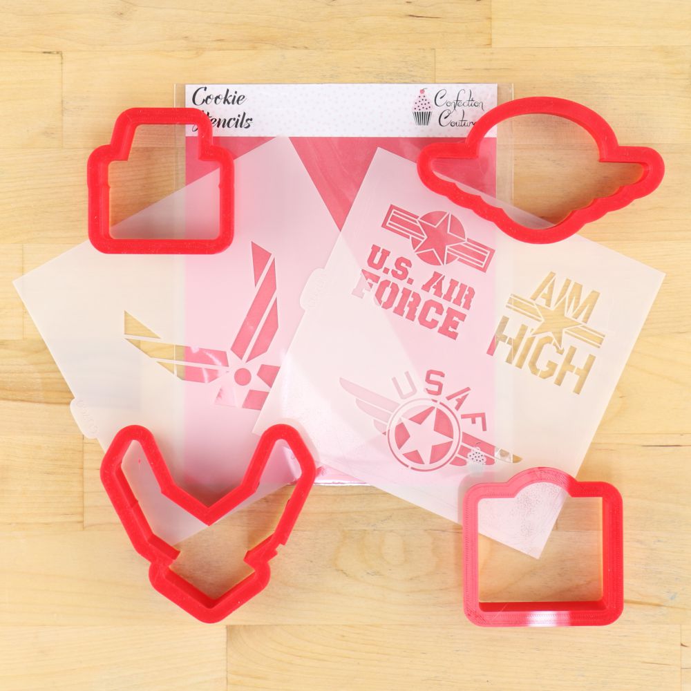 Aim High Air Force Cookie Stencil Set With Cookie Cutters
