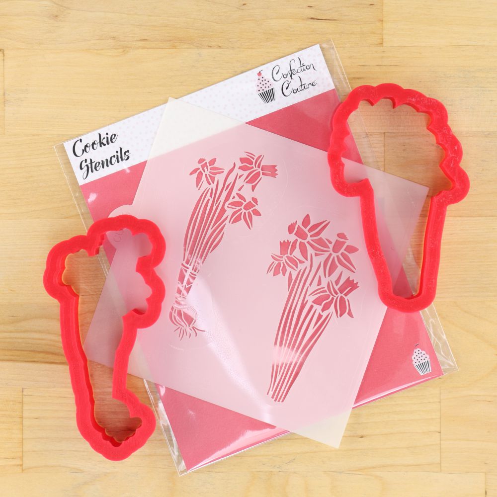 Daffodil Cookie Cutters and Matching Daffodil cookie Stencil