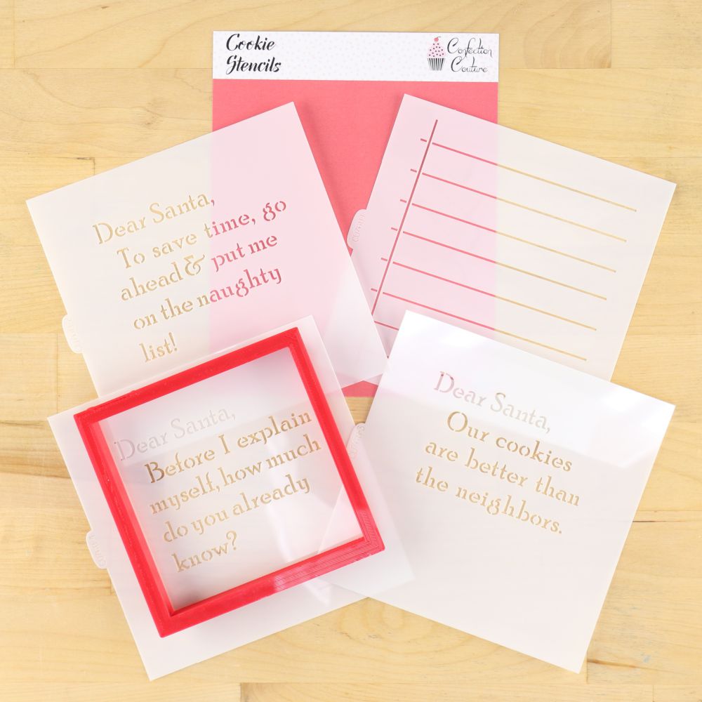 Dear Santa 4 Piece Cookie Stencil Set with cookie cutter