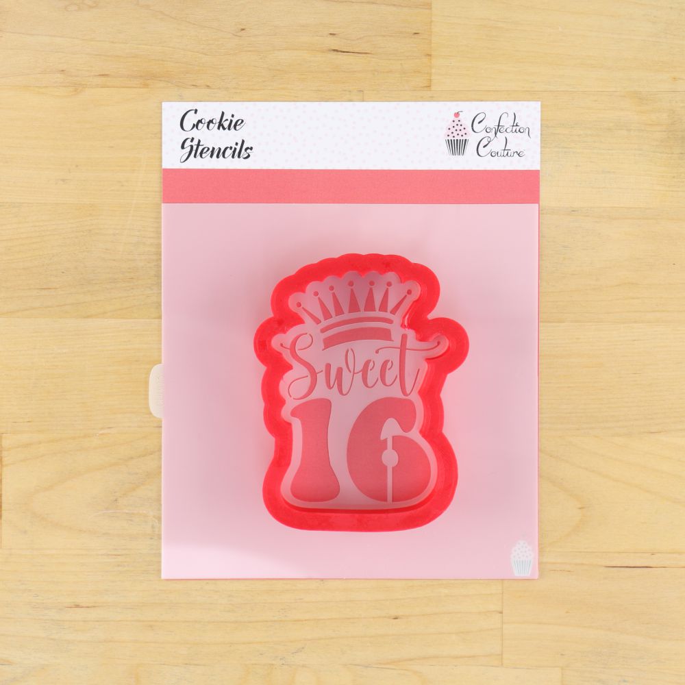 Sweet Sixteen Birthday Cookie Stencil with matching cookie cutter