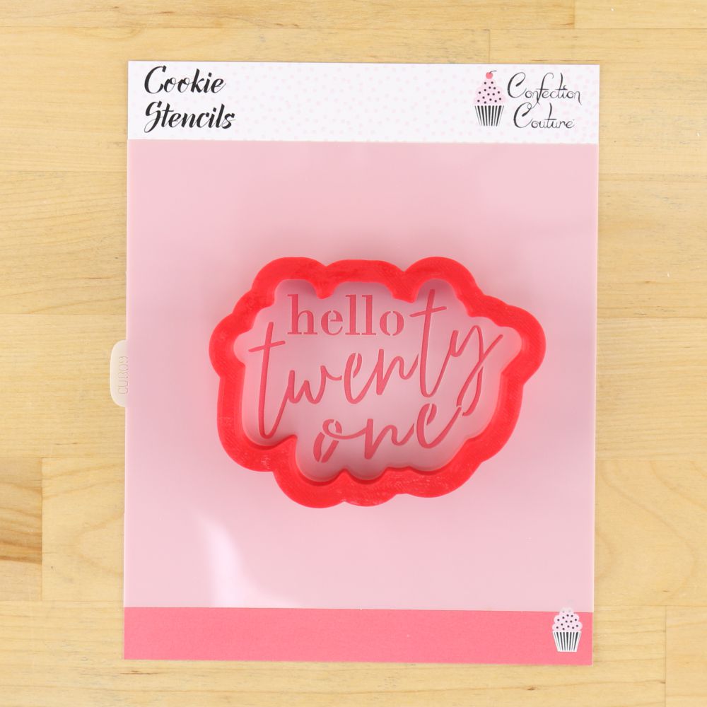 Hello Twenty One Birthday Cookie Stencil