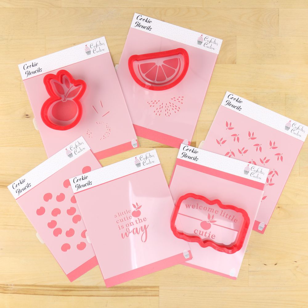 Little Cutie Themed Baby Shower Cookie Stencil Set