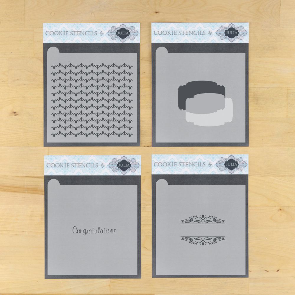 Congratulations Prettier Plaques Cookie Stencil 5 Pc Set