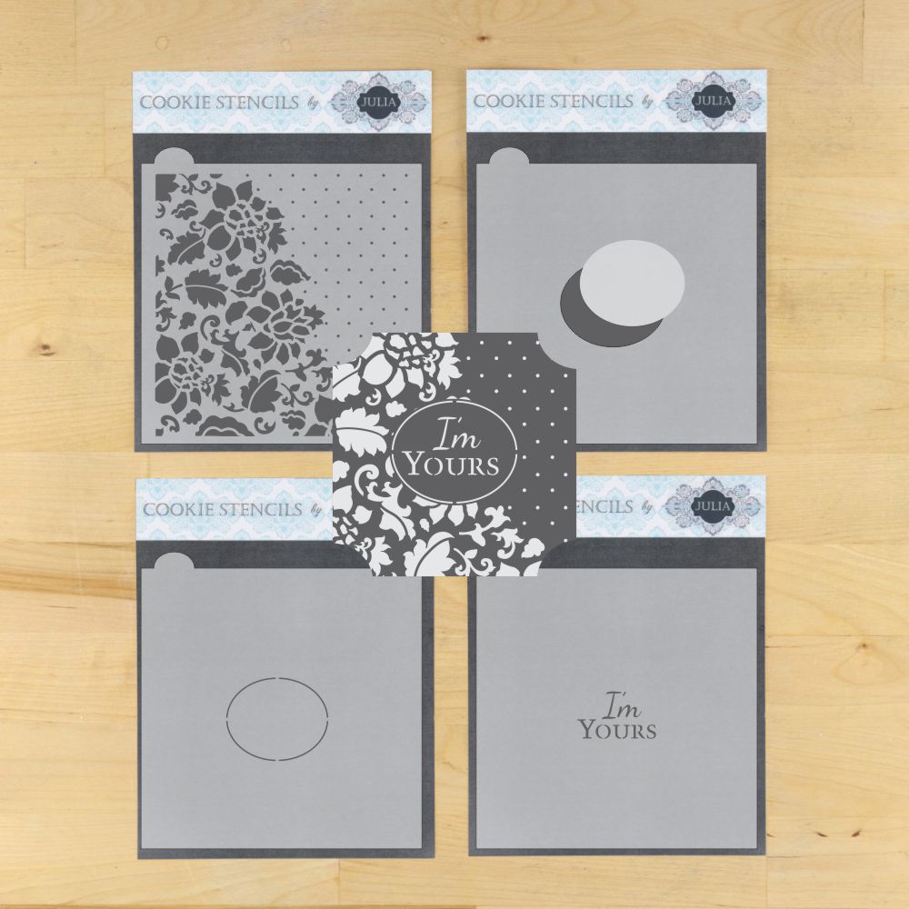 I'm Yours Prettier Plaques 5 Pc Cookie Stencil Set