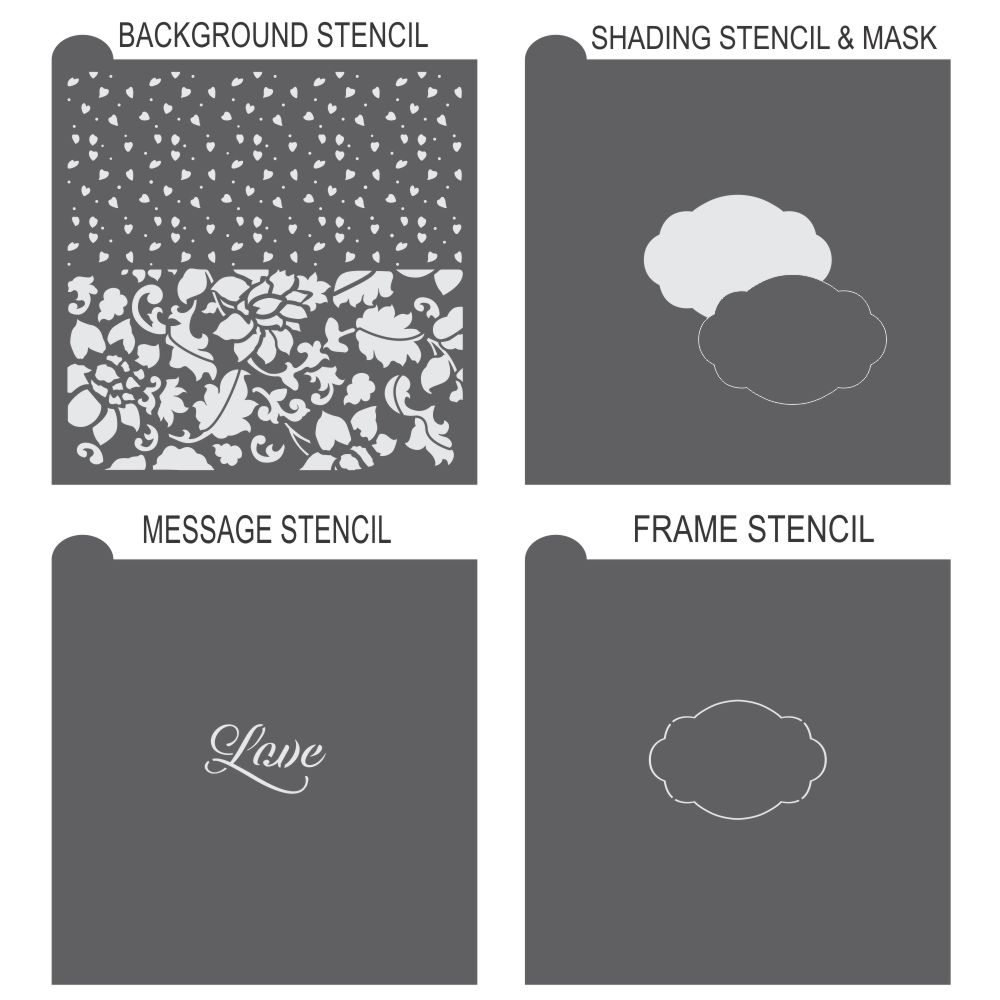 Love 2 Prettier Plaques Cookie Stencil 5 Pc Set