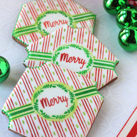 Merry Prettier Plaques Cookie Stencil 5 Pc Set