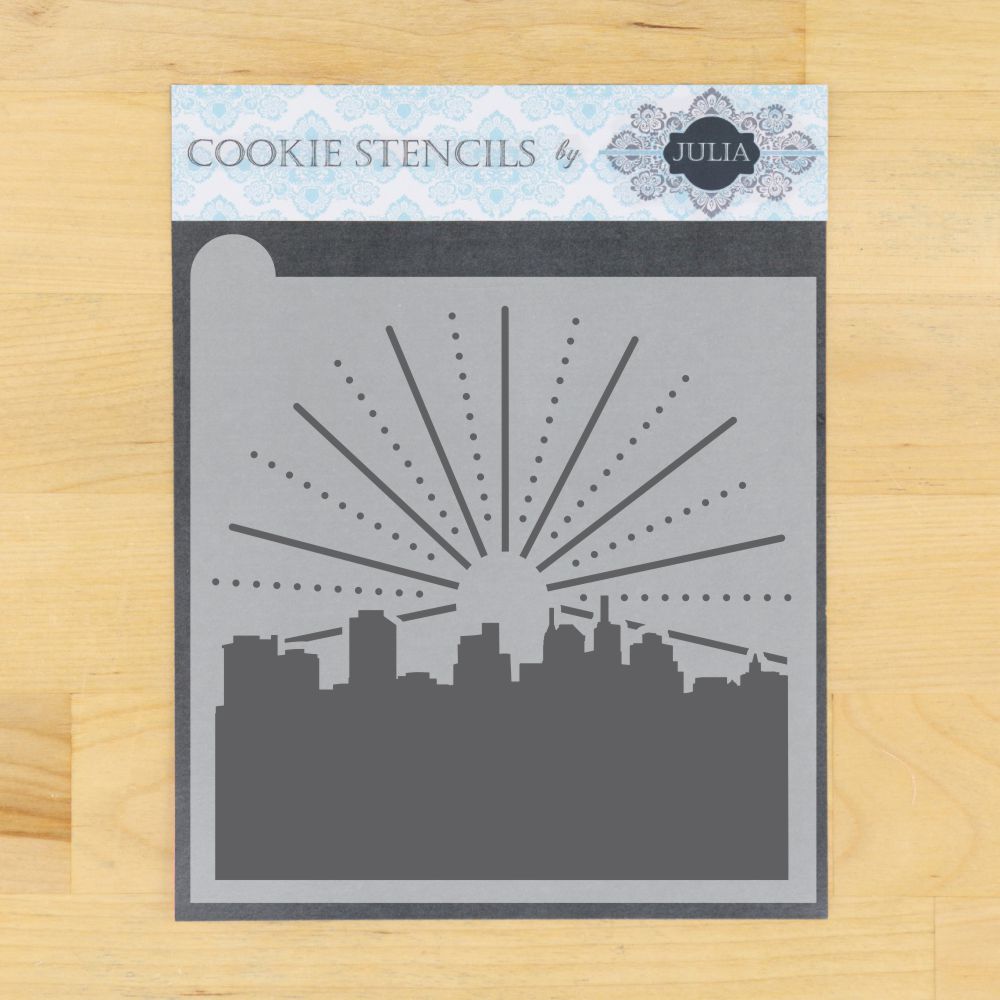 NY New Years Prettier Plaques Background Cookie Stencil
