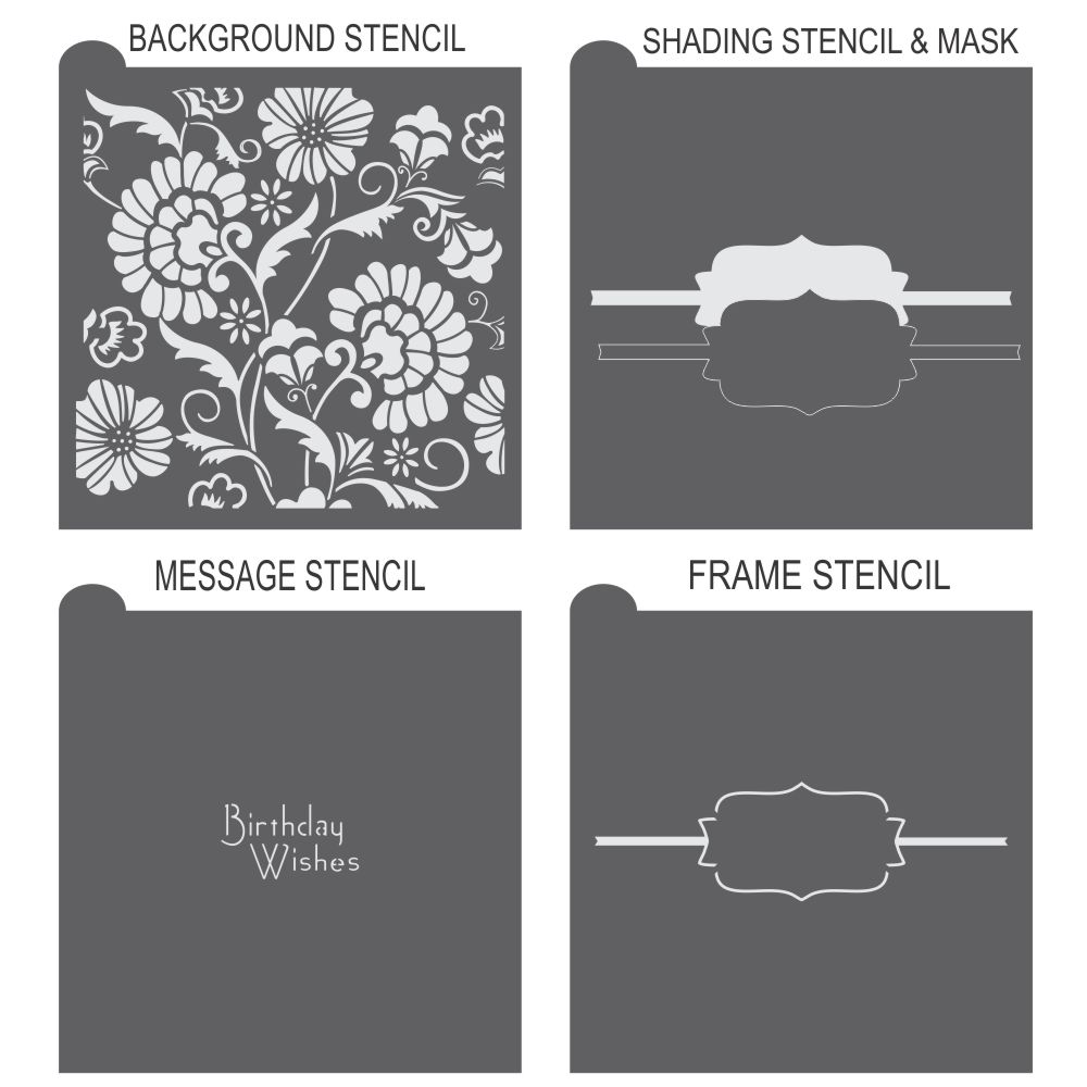 Birthday Wishes Prettier Plaques Cookie Stencil 5 Pc Set