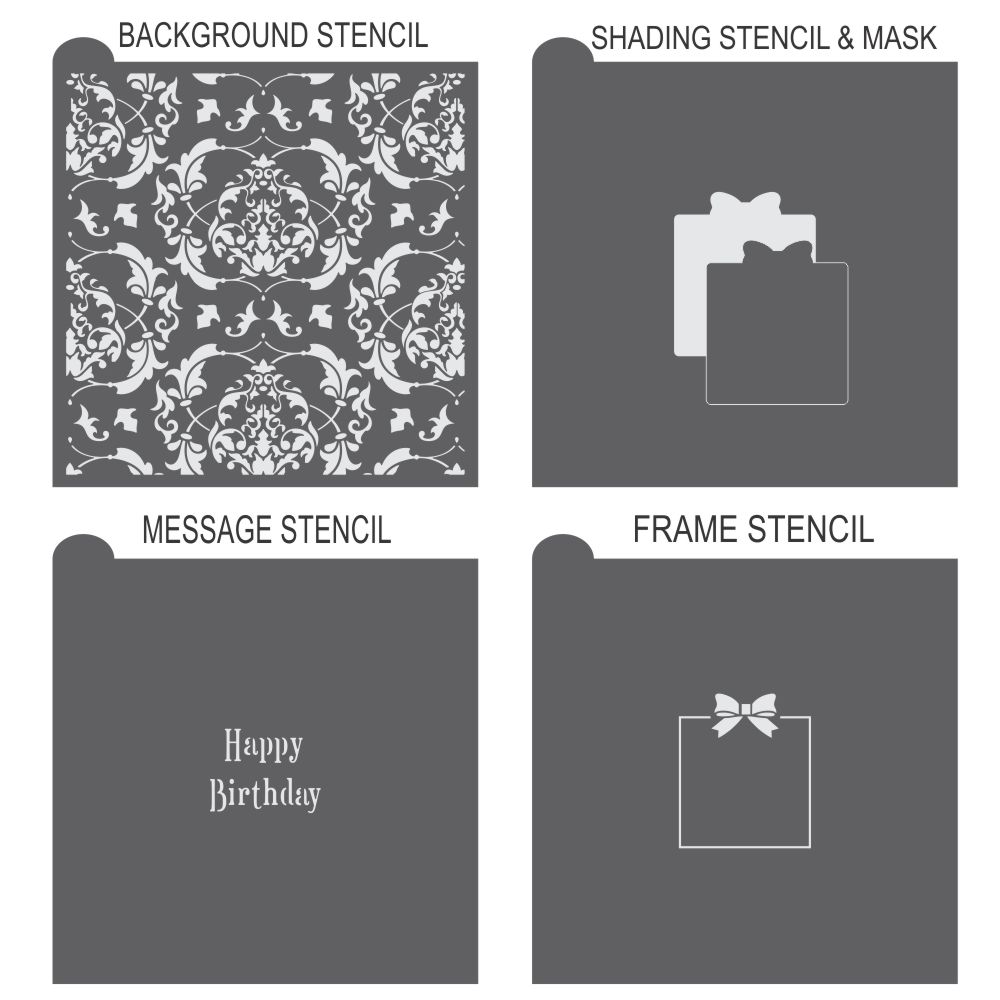Victorian Birthday Prettier Plaques Cookie Stencil 5 Pc Set