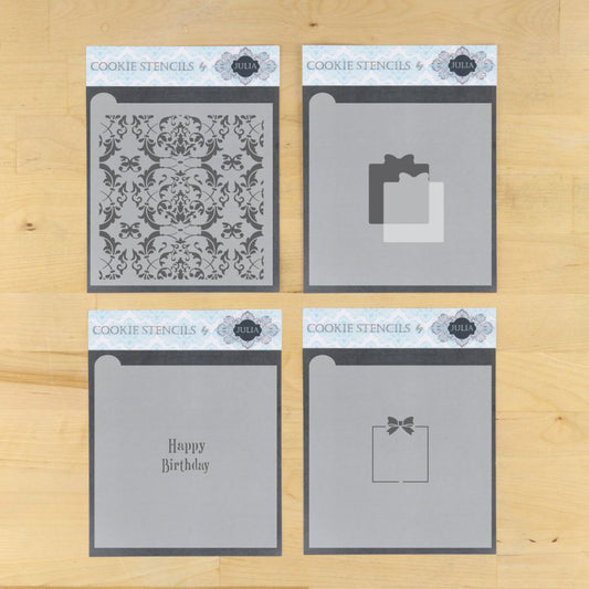 Victorian Birthday Prettier Plaques Cookie Stencil 5 Pc Set