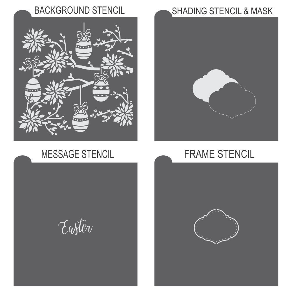 Easter Whimsy Prettier Plaque Cookie Stencil 5 piece set from Julia Usher