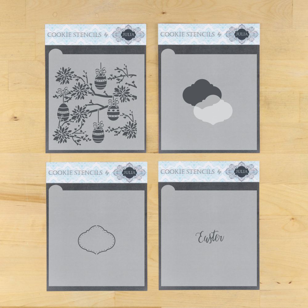 Easter Whimsy Prettier Plaques Cookie Stencil 5 Pc Set