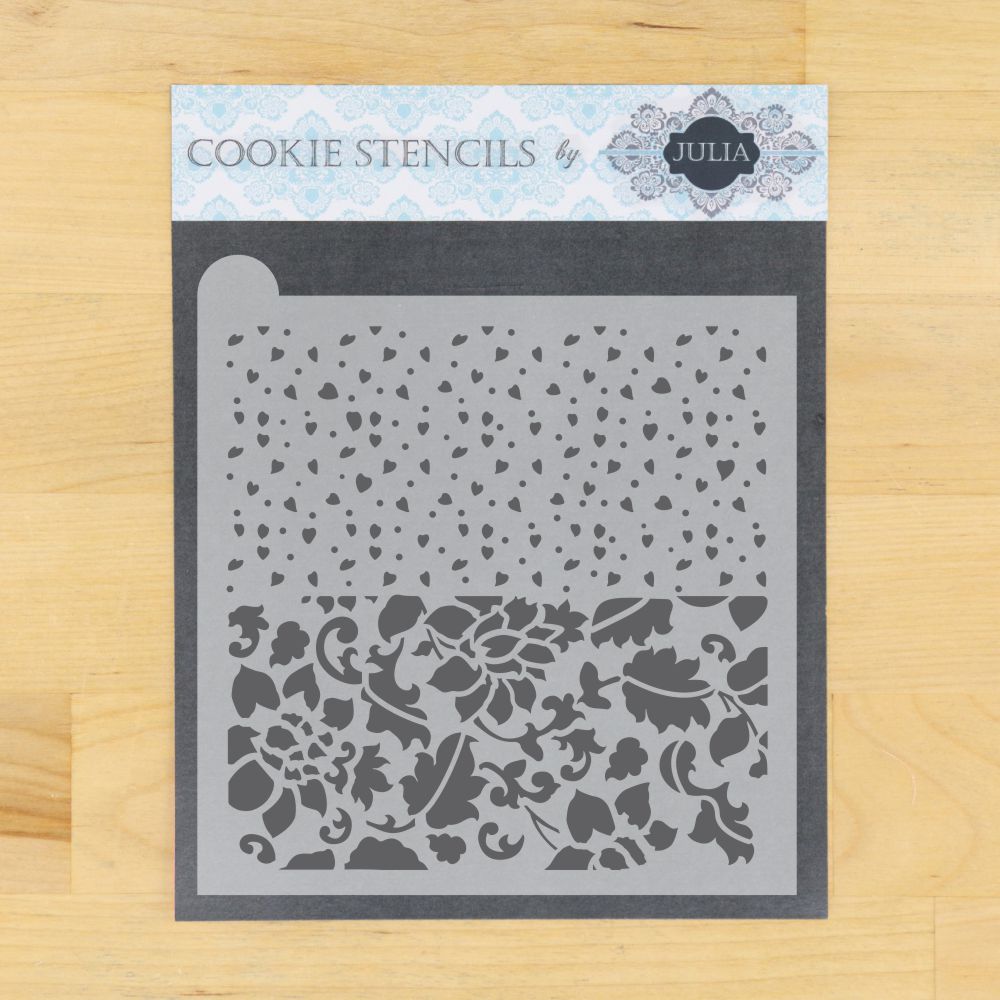 Hearts & Flowers Prettier Plaques Background Cookie Stencil