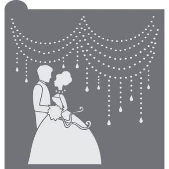 Bride & Groom Prettier Plaques Background Cookie Stencil