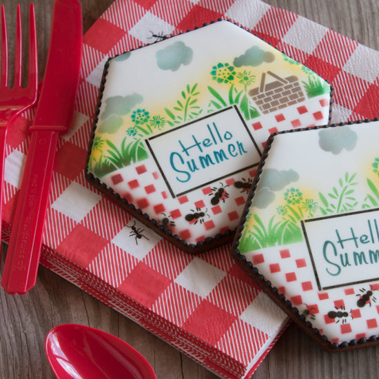 Summer Picnic Prettier Plaques Cookie Stencil 5 Pc Set