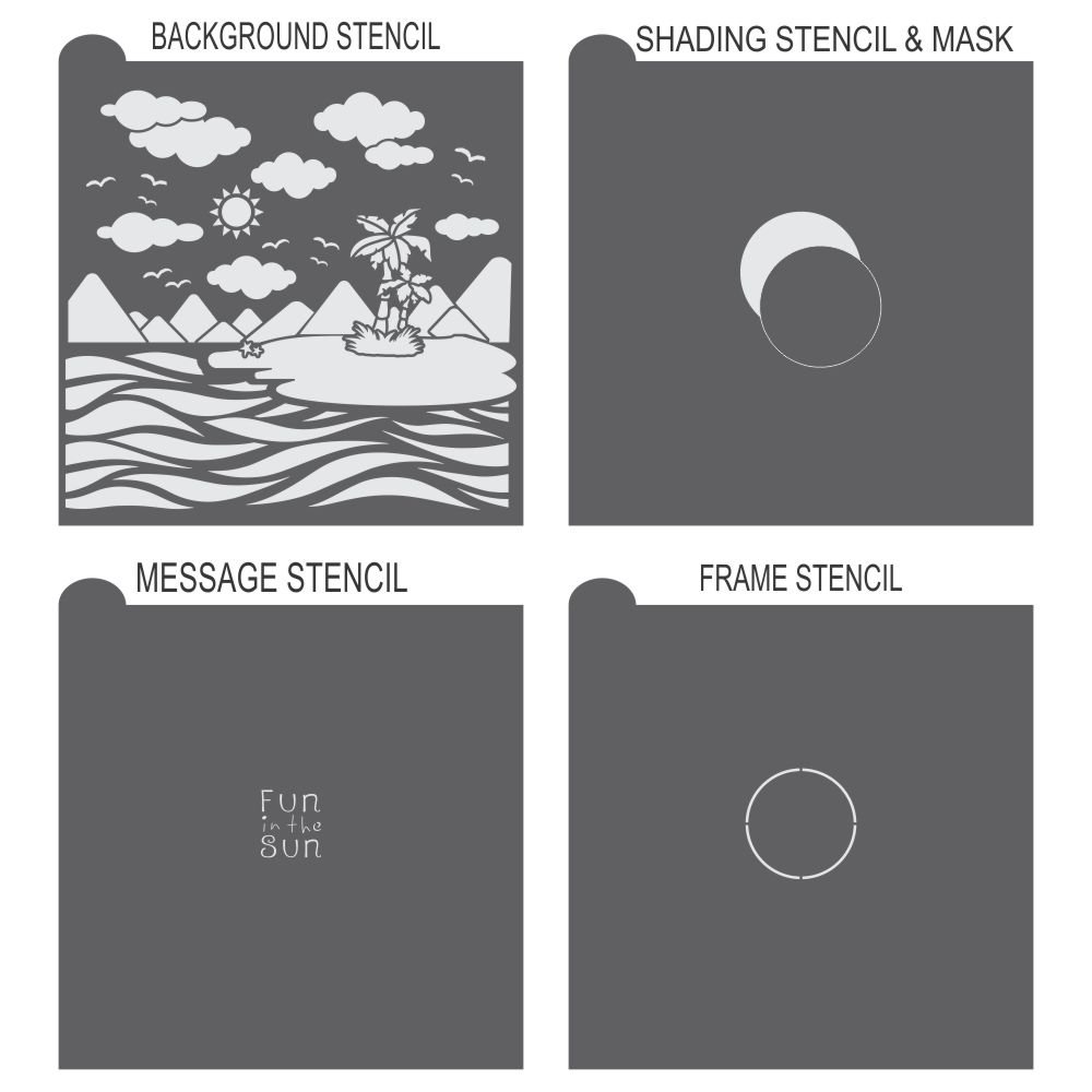 Island Paradise Prettier Plaques Cookie Stencil 5 Pc Set