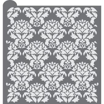 Vintage Damask Prettier Plaques Background Cookie Stencil