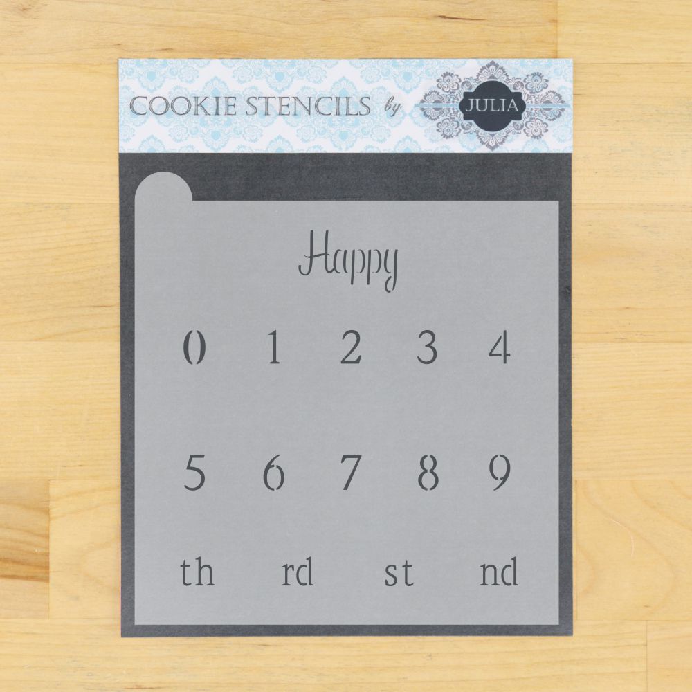 Happy Birthday Number Prettier Plaques Message Cookie Stencil