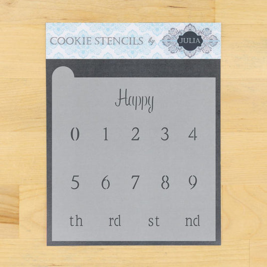 Happy Birthday Number Prettier Plaques Message Cookie Stencil