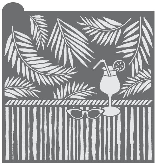 Island Cocktail Prettier Plaques Background Cookie Stencil