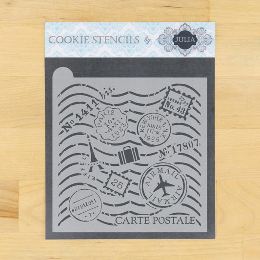 Bon Voyage Prettier Plaques Background Cookie Stencil