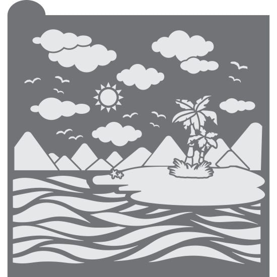 Island Paradise Prettier Plaques Background Cookie Stencil