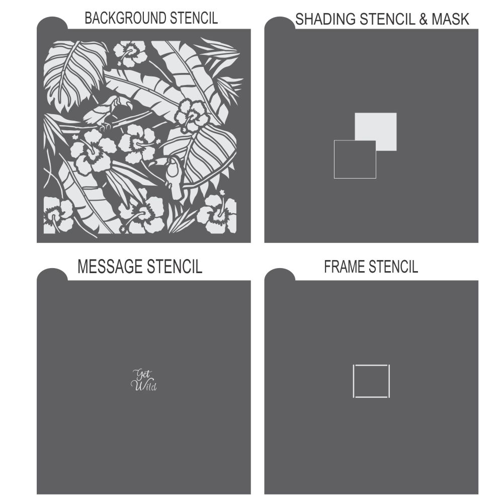 Tropical Opulence Prettier Plaques Cookie Stencil 5 Pc Set