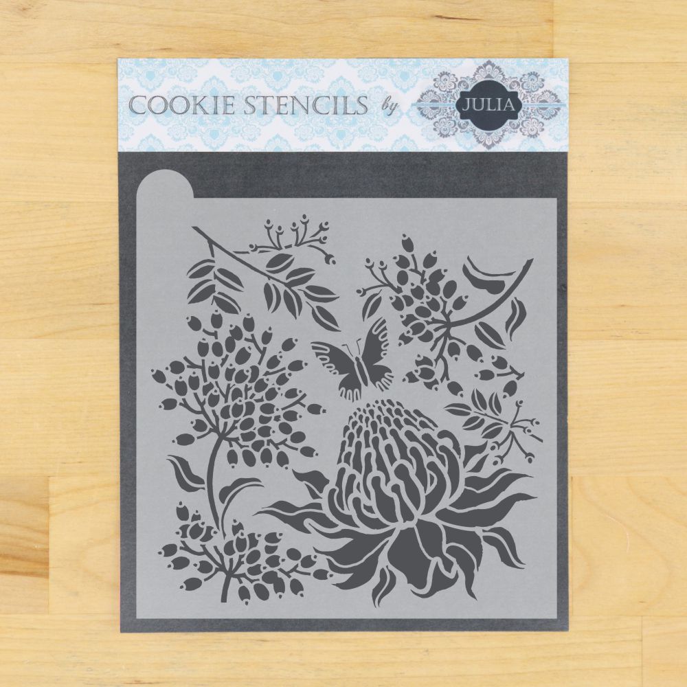 Vintage Flora Prettier Plaques Background Cookie Stencil