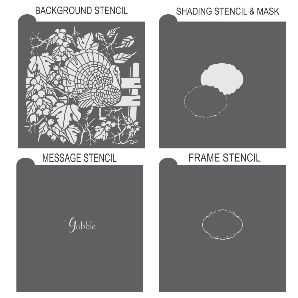 Woodland Turkey Prettier Plaques Cookie Stencil 5 Pc Set