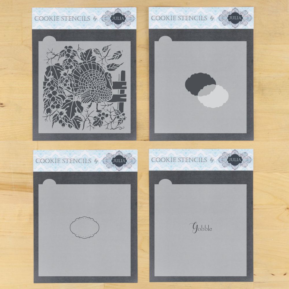 Woodland Turkey Prettier Plaques Cookie Stencil 5 Pc Set